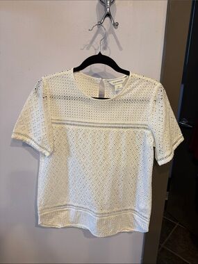 Club Monaco White Eyelet Short-Sleeve Tee